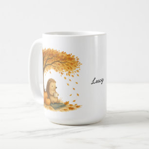 Taza de café personalizada de erizo de otoño bajo