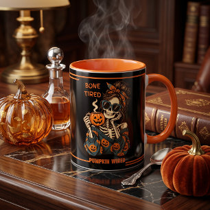 Taza de café personalizada de Halloween con esquel