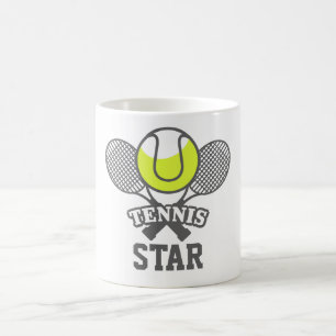 Taza de café personalizada de la estrella de tenis