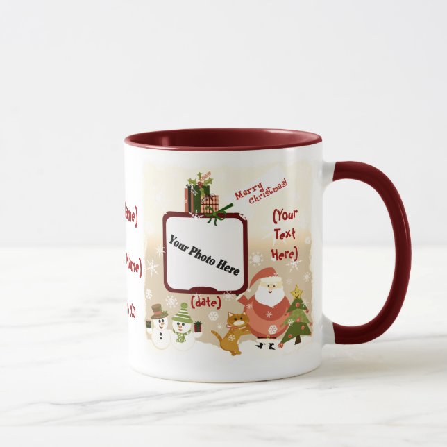 Taza de café personalizada de la foto del navidad (Derecha)