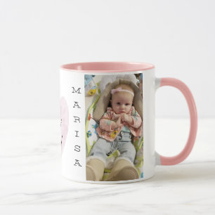 Taza de café personalizada de la manija del rosa