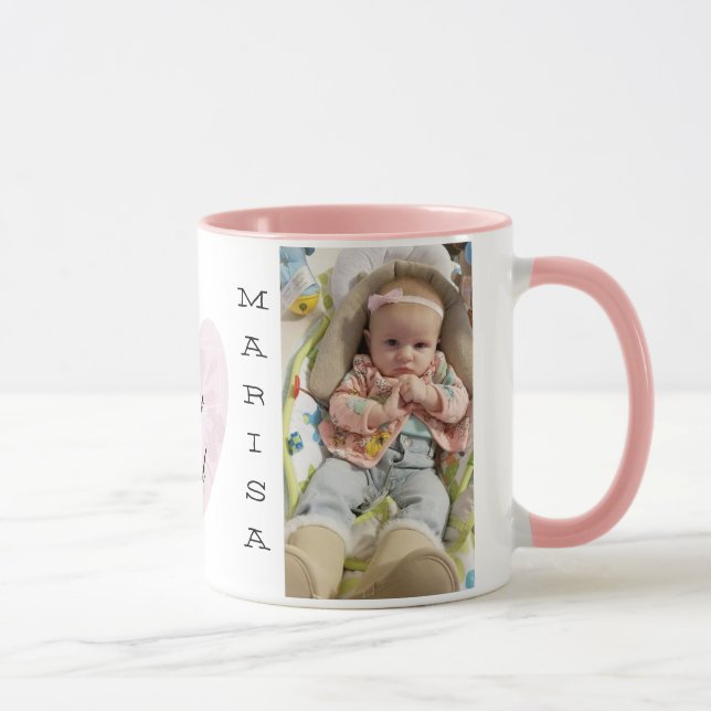 Taza de café personalizada de la manija del rosa (Derecha)