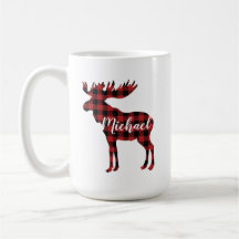 Taza de café personalizada de los alces de la tela