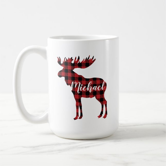 Taza de café personalizada de los alces de la tela (Izquierda)