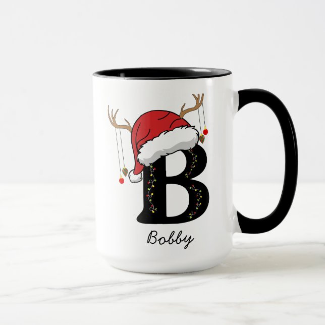 Taza de café personalizada de Navidad con alfabeto (Derecha)