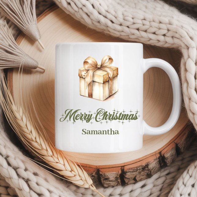 Taza de café personalizada de Navidad con tonos te (Personalized Earthy Christmas Coffee Mug)