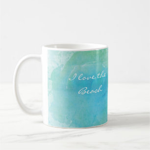 Taza de café personalizada de playa océano acuarel