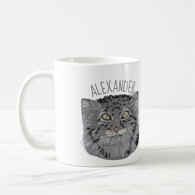 Taza de café personalizada del gato de Pallas del (Izquierda)
