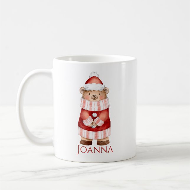Taza de café personalizada del oso de invierno (Izquierda)