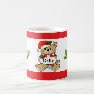 Taza de café personalizada del oso del navidad de