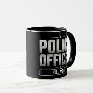 Taza de café personalizada del policía de la delga