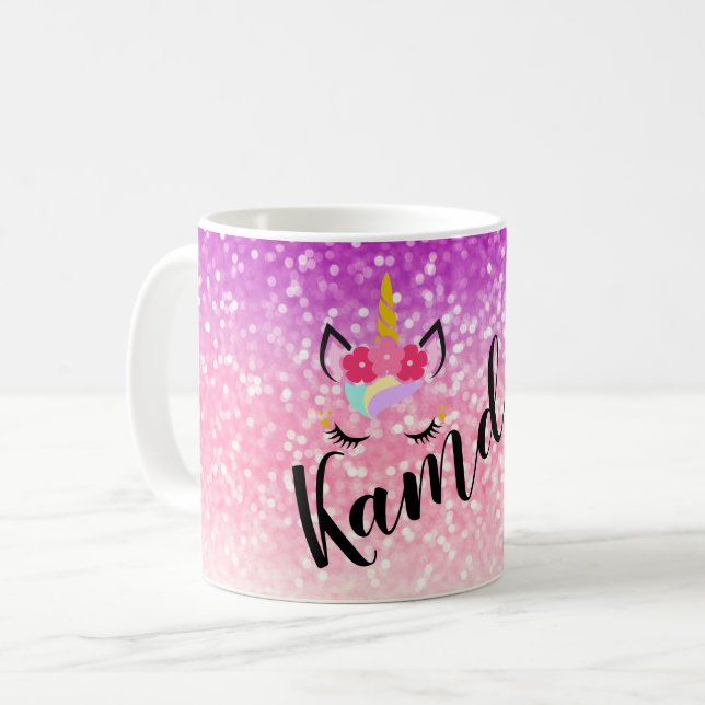 Taza de café personalizada del purpurina de Ombre (Anverso izquierdo)