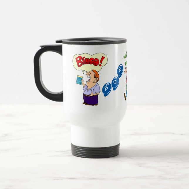 Taza de café personalizada del viaje del bingo de (Izquierda)