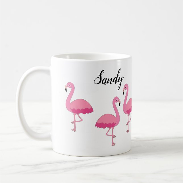 Taza de café personalizada Flamingo Rosa (Izquierda)