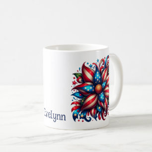 Taza De Café Personalizada Floral 4 De Julio