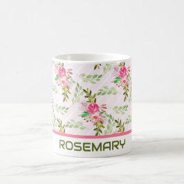 Taza De Café Personalizada Flores Y Hojas