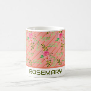Taza de Café Personalizada Flores y Hojas