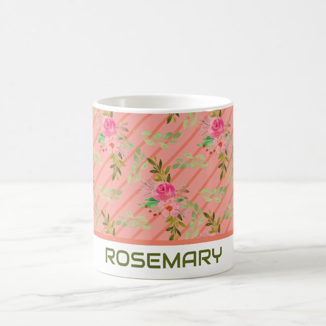 Taza De Café Personalizada Flores Y Hojas (Centro)