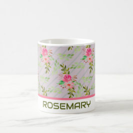 Taza de Café Personalizada Flores y Hojas