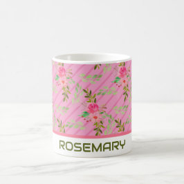 Taza de Café Personalizada Flores y Hojas