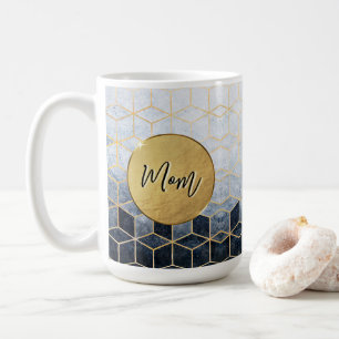 Taza de café personalizada geométrica azul