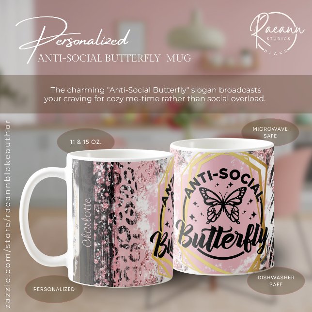 Taza De Café Personalizada La Cerámica De Mariposa Antisocial (Subido por el creador)