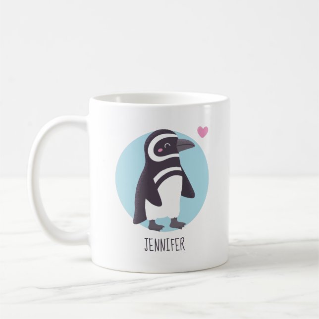 Taza De Café Personalizada la cita de Novia Pingüino Cute (Izquierda)