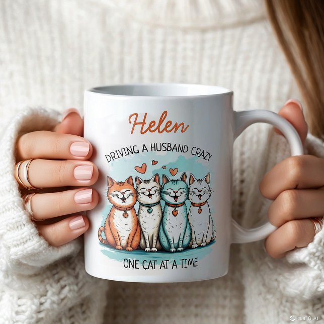 Taza De Café Personalizada la graciosa esposa del gato (Subido por el creador)