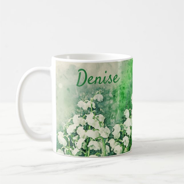 Taza de café personalizada lirio de los valles (Izquierda)