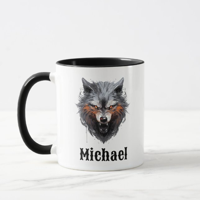 Taza de café personalizada Lobo Gruñón (Izquierda)