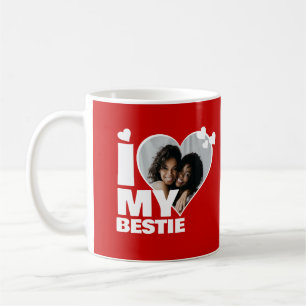 Taza De Café Personalizada Me Encanta Mi Bestie Heart Photo