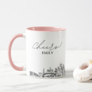 Taza de café personalizada para boda con el arco d
