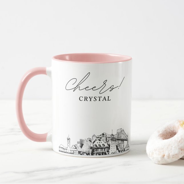 Taza de café personalizada para boda con el horizo (Con donut)
