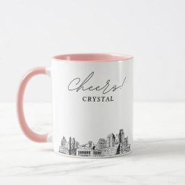 Taza de café personalizada para boda con la siluet