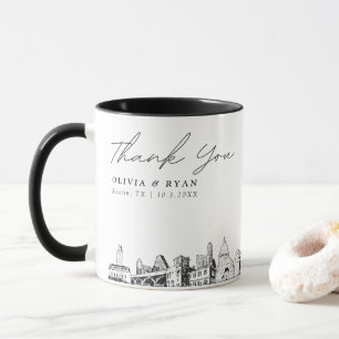 Taza de café personalizada para boda en Austin