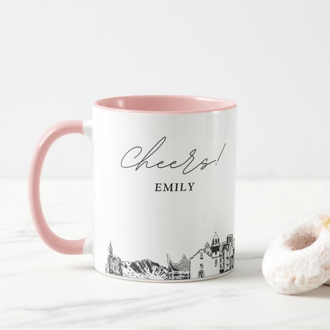 Taza de café personalizada para boda en El Paso (Con donut)