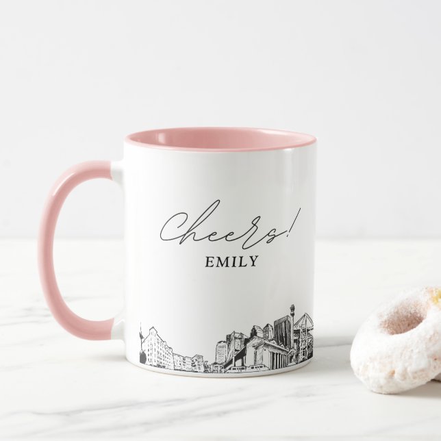 Taza de café personalizada para boda en Jacksonvil (Con donut)
