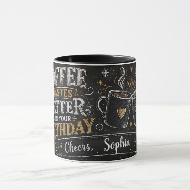 Taza de café personalizada para cumpleaños (Centro)