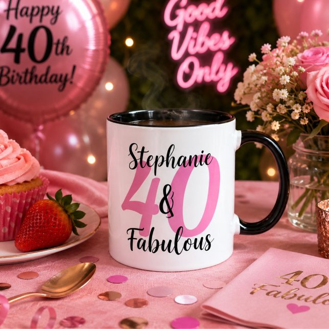 Taza de café personalizada para cumpleaños 40 y fa (Subido por el creador)