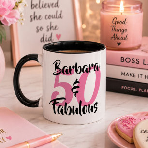 Taza de café personalizada para cumpleaños 50 y fa