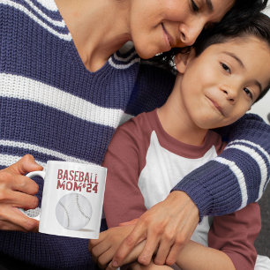 Taza de café personalizada para mamá de béisbol