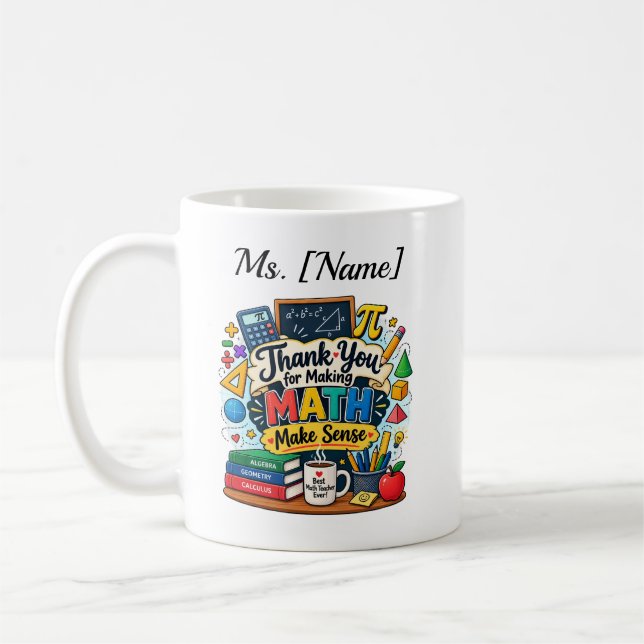 Taza de café personalizada para profesor de matemá (Izquierda)