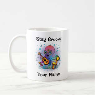 Taza de café personalizada   Pulpo Retro   Nombre 
