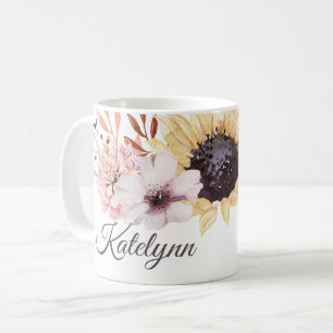 Taza de café personalizada ramo del girasol