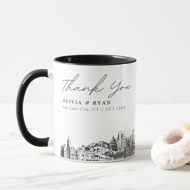 Taza de café personalizada simple para boda en Sal (Con donut)