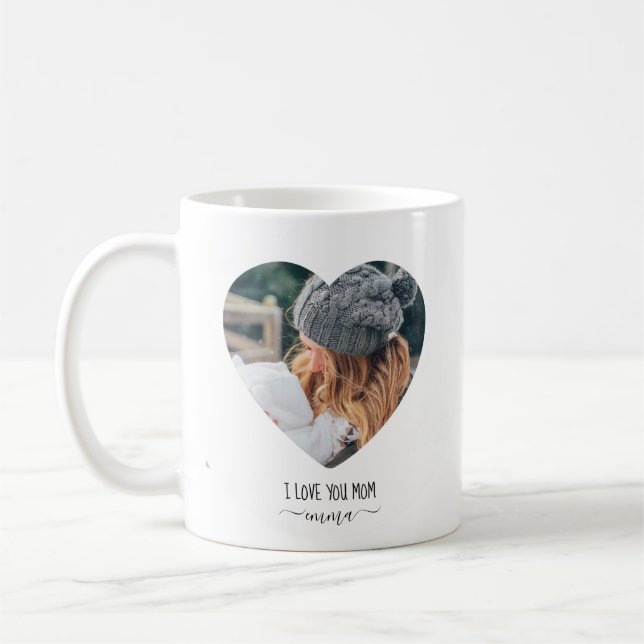Taza de café personalizada 'Te quiero mamá' con 2  (Izquierda)