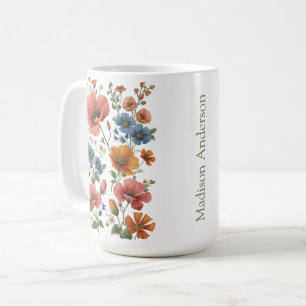 Taza De Café Personalizada Vintage Botanical Poppies