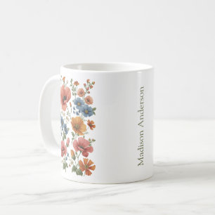 Taza De Café Personalizada Vintage Botanical Poppies