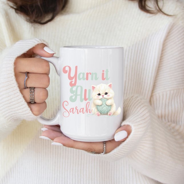 Taza de café Personalizada Yarn it All (Yarn it All Personalized coffee mug. )
