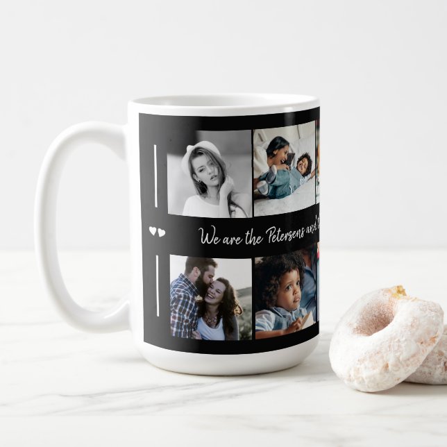 Taza De Café Personalizado 10 collage de fotos elegante de su f (Con donut)